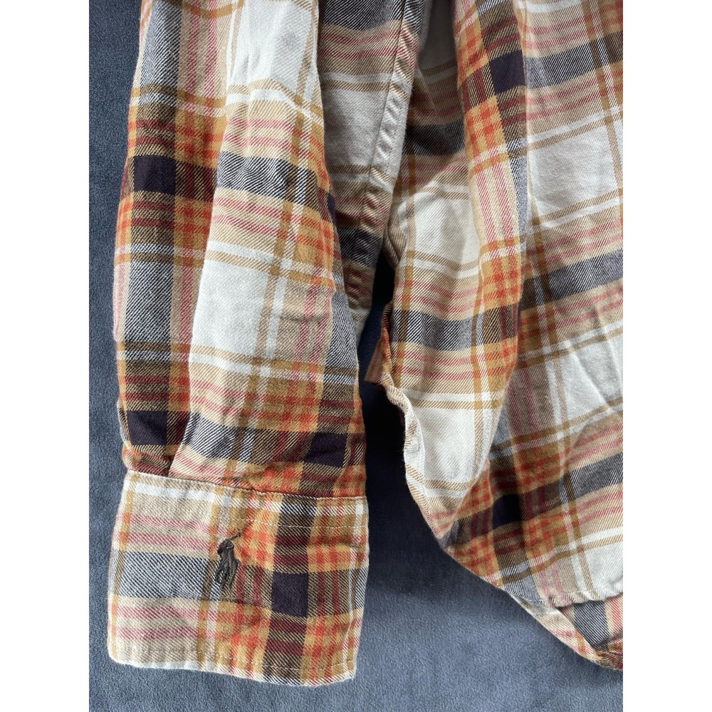 Polo Ralph Lauren Women's Plaid Button Front Shirt Size 12 Cotton Beige - Picture 3 of 7